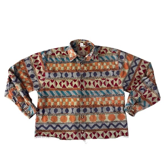Vintage Territory Ahead Button Up Shirt Womens Large Southwestern Aztec Western - Picture 1 of 8